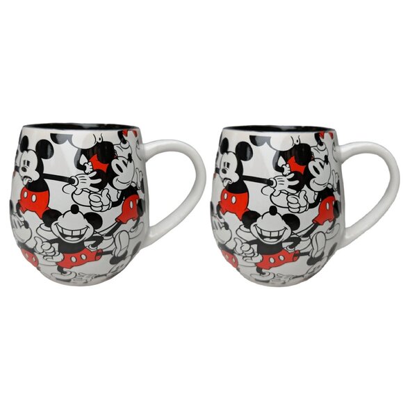 Disney Mickey Mouse Set of 2 Mugs - All-Over Print Coffee Cups Collectible - Picture 1 of 7